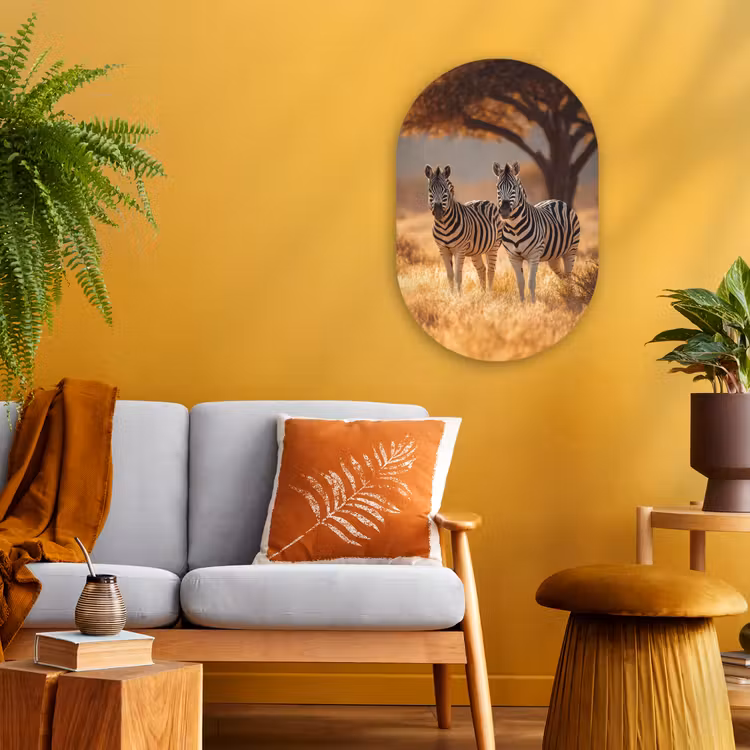 Muurovaal - Kunststof - Zebra's - Savannelandschap - Gras — 2