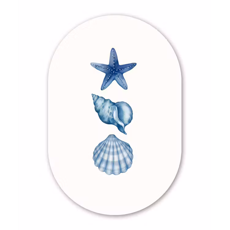 Muurovaal - Kunststof - Zeester - Schelpen - Blauw — 3