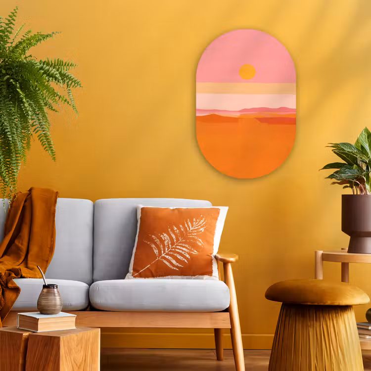Muurovaal - Kunststof - Zon - Abstract - Landschap - Oranje — 2