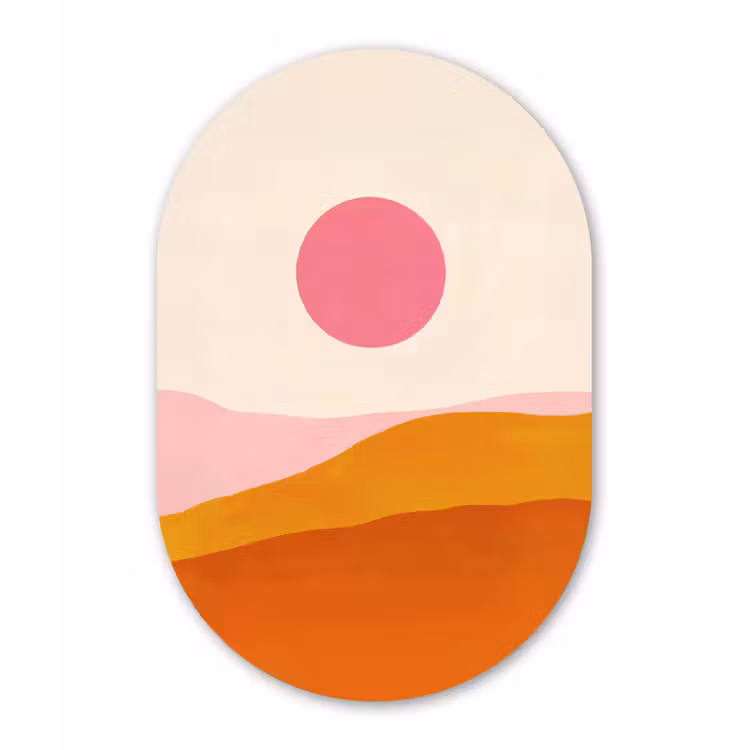 Muurovaal - Kunststof - Zon - Heuvels - Abstract - Roze — 2