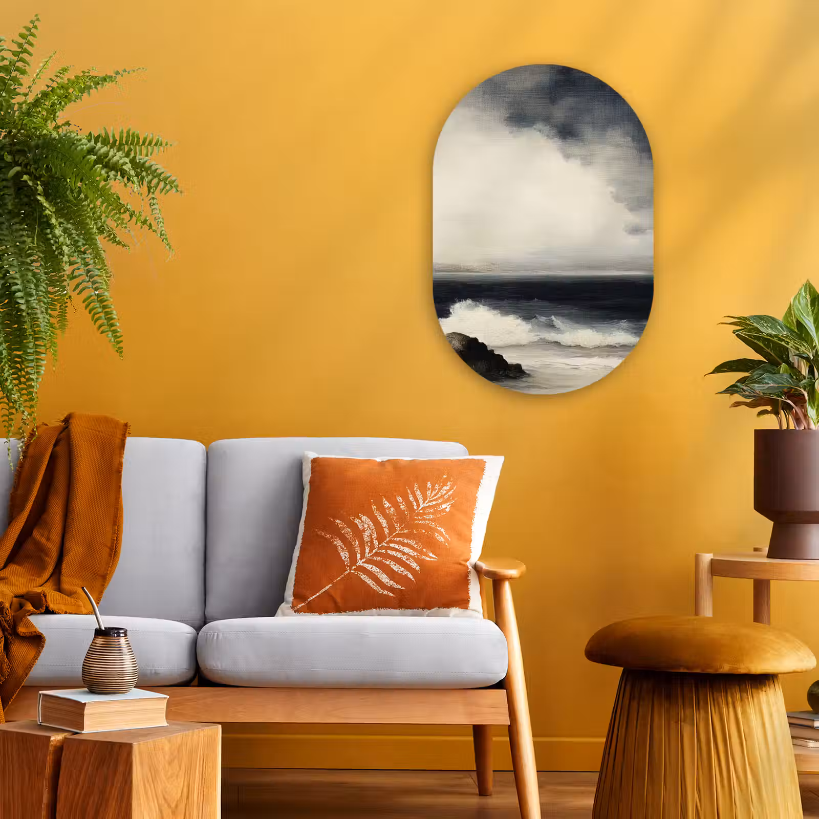 Muurovaal - Kunststof - Zee - Rotsen - Storm — 1