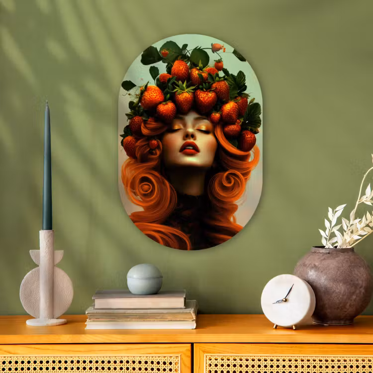 Muurovaal - Kunststof - Vrouw - Aardbeien - Kroon — 3