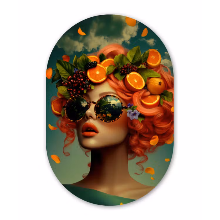 Muurovaal - Kunststof - Vrouw - Sinaasappel - Bessen - Oranje — 2