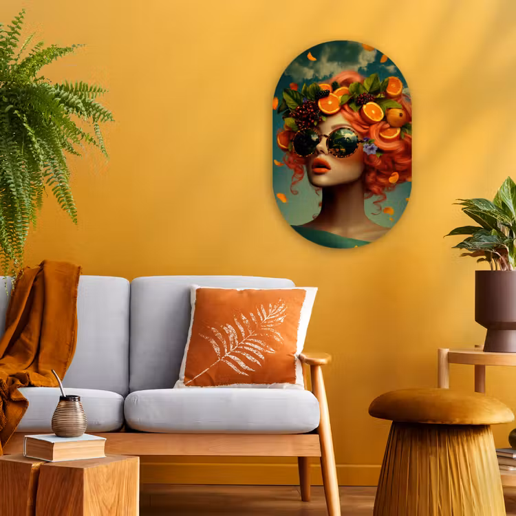 Muurovaal - Kunststof - Vrouw - Sinaasappel - Bessen - Oranje — 3