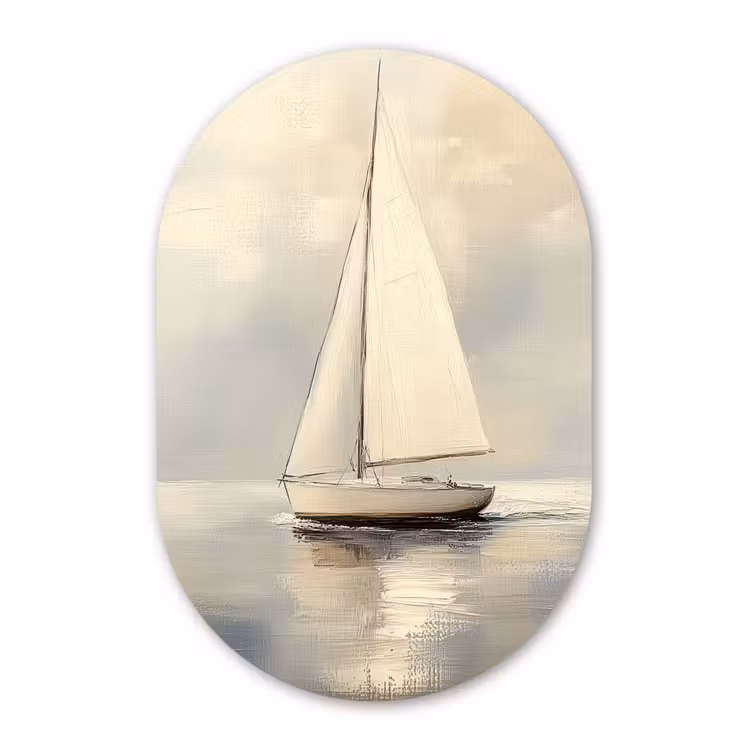 Muurovaal - Kunststof - Zeilschip - Zee - Bewolkt — 3