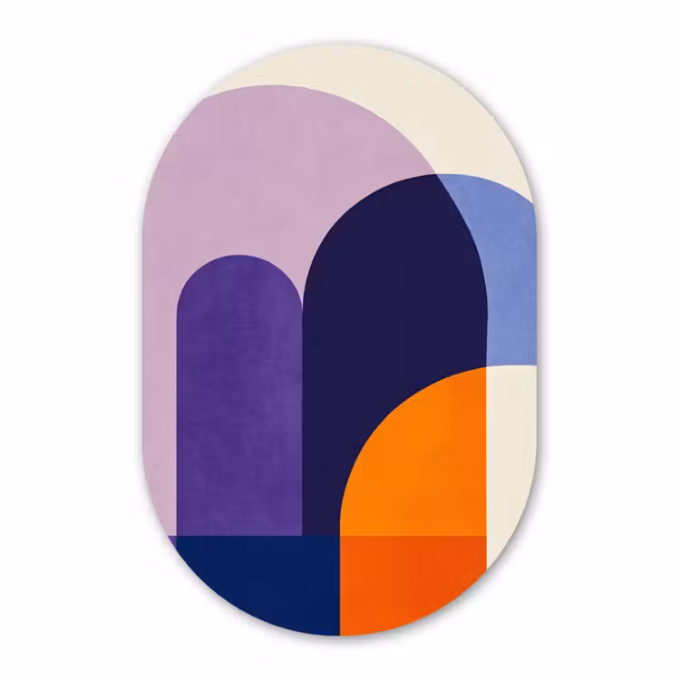 Muurovaal - Kunststof - Vormen - Abstract - Grafisch - Oranje — 2