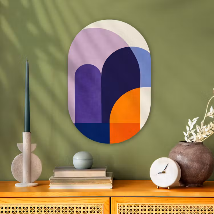 Muurovaal - Kunststof - Vormen - Abstract - Grafisch - Oranje — 3