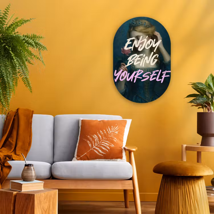 Muurovaal - Kunststof - Vrouw - Roos - Quote — 1