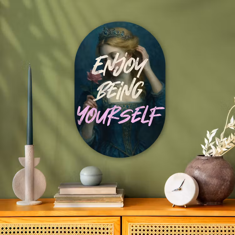 Muurovaal - Kunststof - Vrouw - Roos - Quote — 2