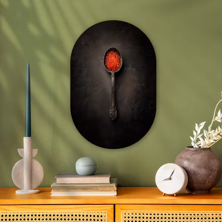 Muurovaal - Kunststof - Zwart - Lepel - Caviar — 1