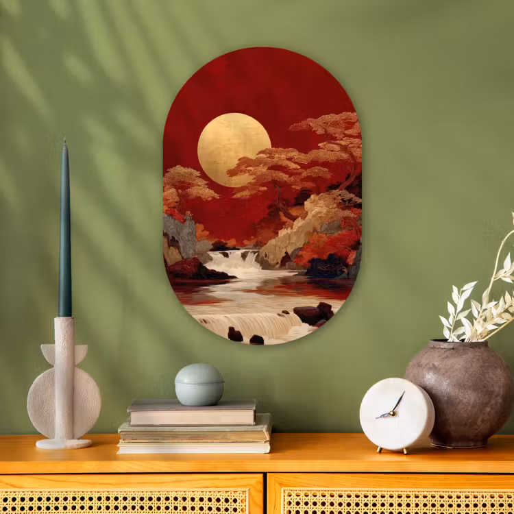 Muurovaal - Kunststof - Volle maan - Landschap - Waterval — 2