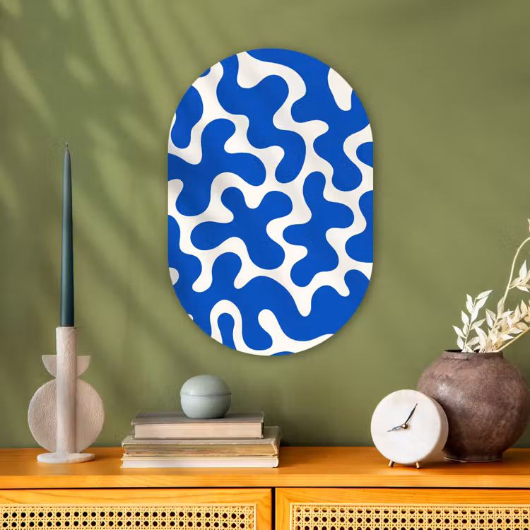 Muurovaal - Kunststof - Vormen - Abstract - Blauw - Golven — 2