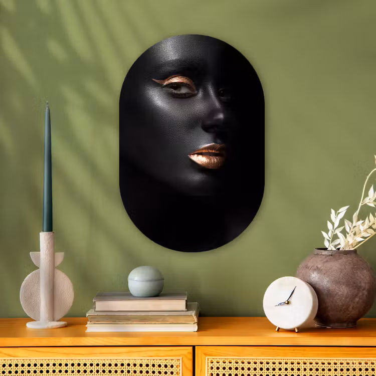 Muurovaal - Kunststof - Vrouw - Make-up - Koper - Zwart — 1