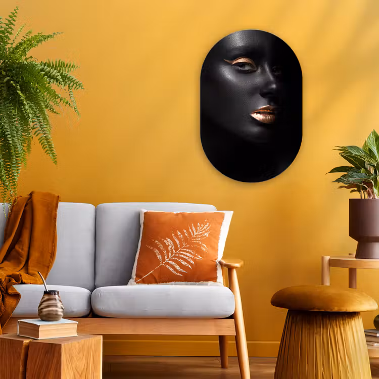 Muurovaal - Kunststof - Vrouw - Make-up - Koper - Zwart — 2