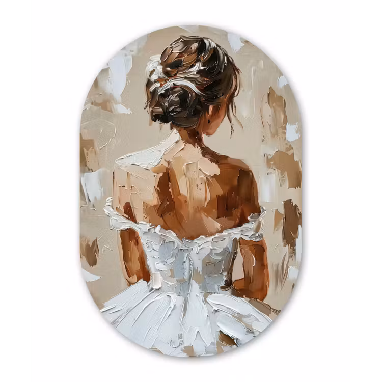 Muurovaal - Kunststof - Vrouw - Verf - Abstract - Beige - Modern — 1
