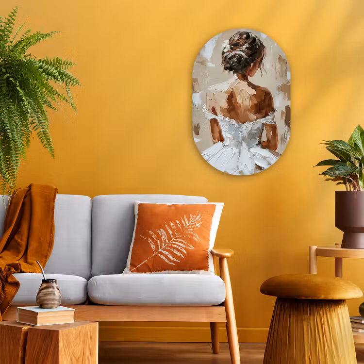 Muurovaal - Kunststof - Vrouw - Verf - Abstract - Beige - Modern — 2