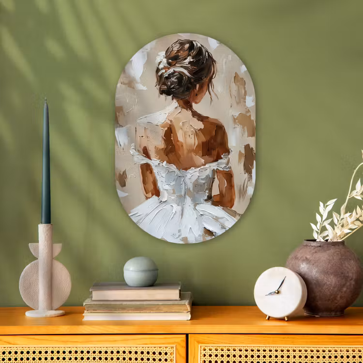 Muurovaal - Kunststof - Vrouw - Verf - Abstract - Beige - Modern — 3