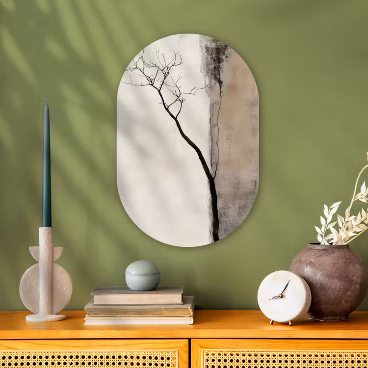 Muurovaal - Kunststof - Wabi sabi - Plant - Beige — 1