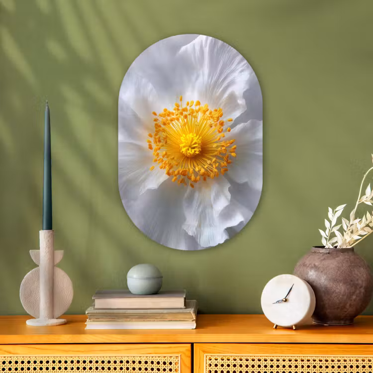 Muurovaal - Kunststof - Wit - Bloem - Elegant — 2