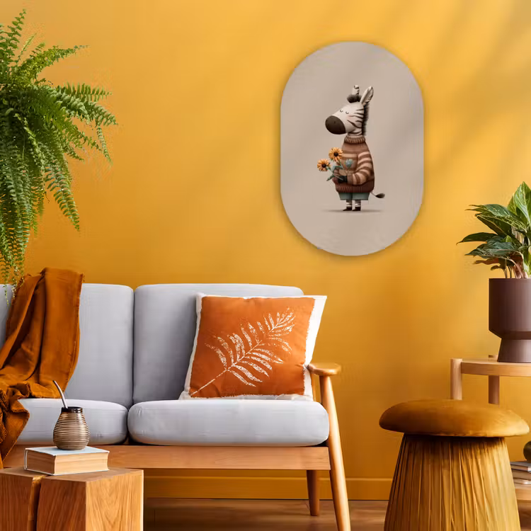 Muurovaal - Kunststof - Zebra - Zonnebloemen - Warm — 1
