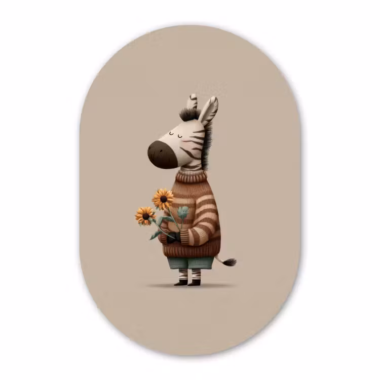 Muurovaal - Kunststof - Zebra - Zonnebloemen - Warm — 2