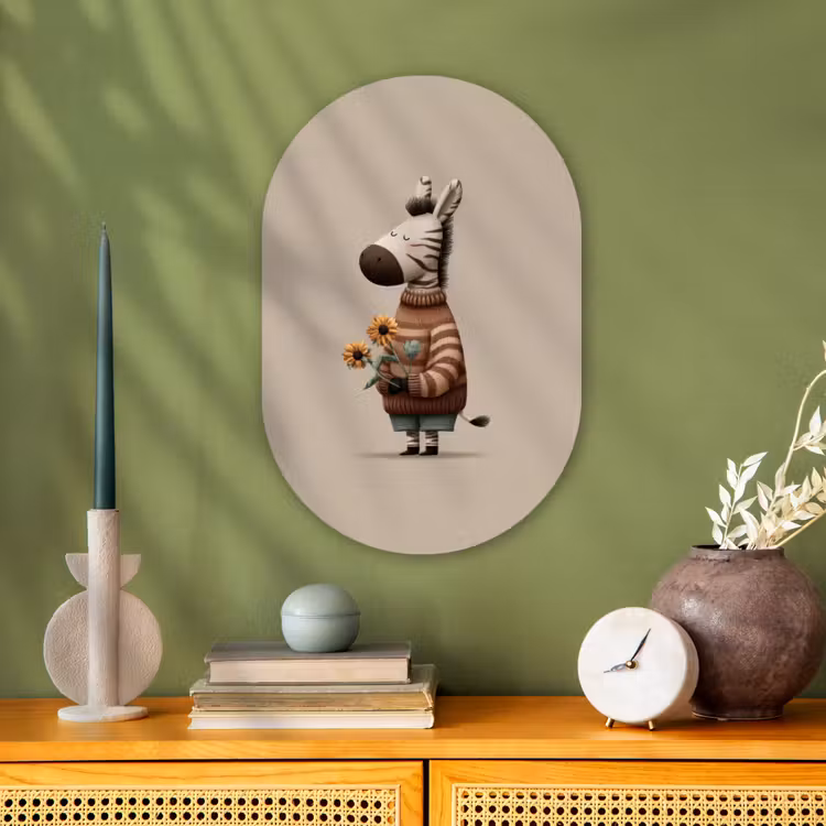 Muurovaal - Kunststof - Zebra - Zonnebloemen - Warm — 3