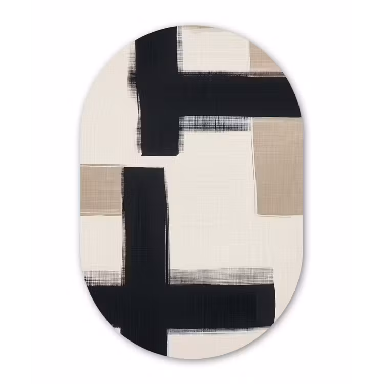 Muurovaal - Kunststof - Zwart - Abstract - Japandi — 3