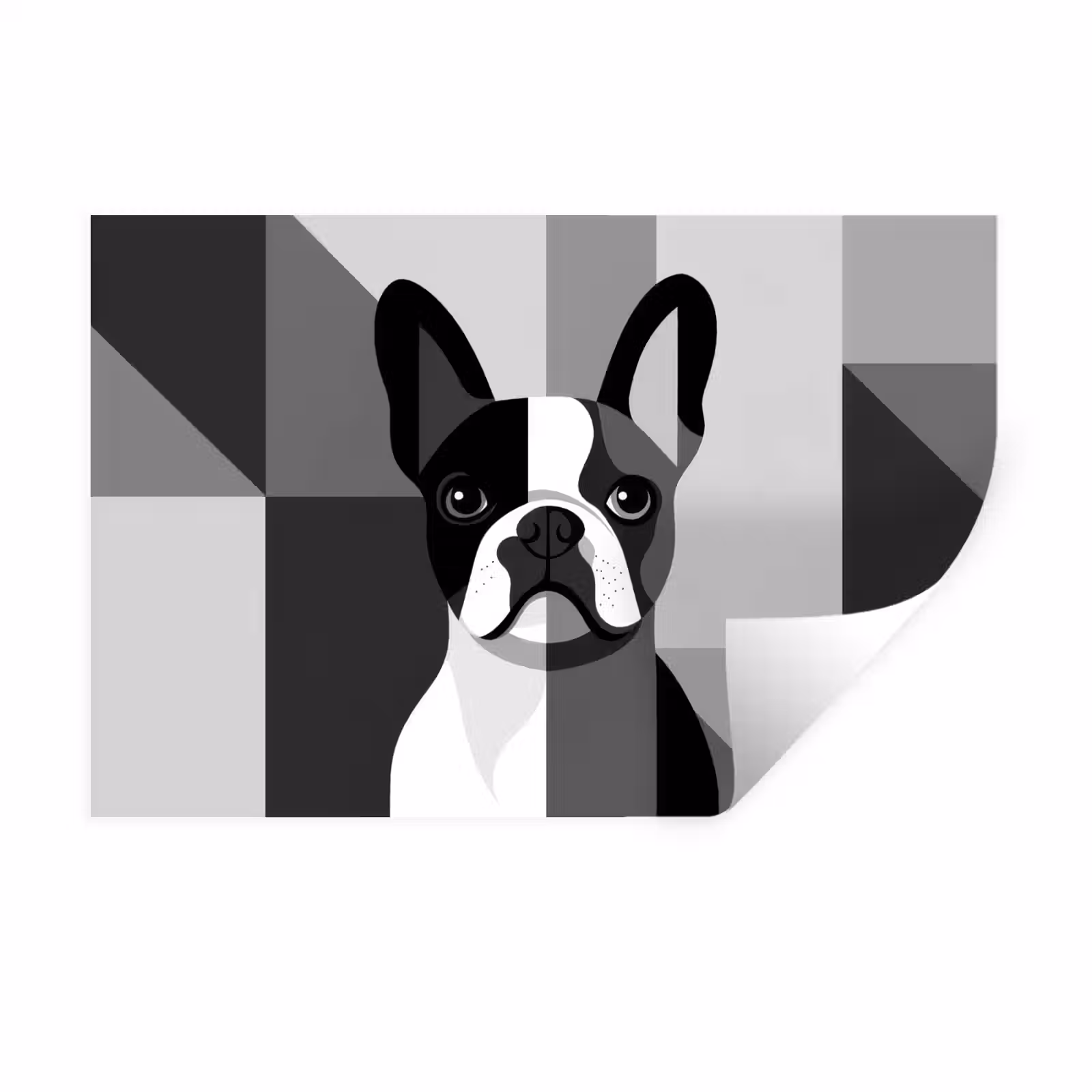 Muursticker - Buldog - Zwart - Abstract - Vlakken — 1