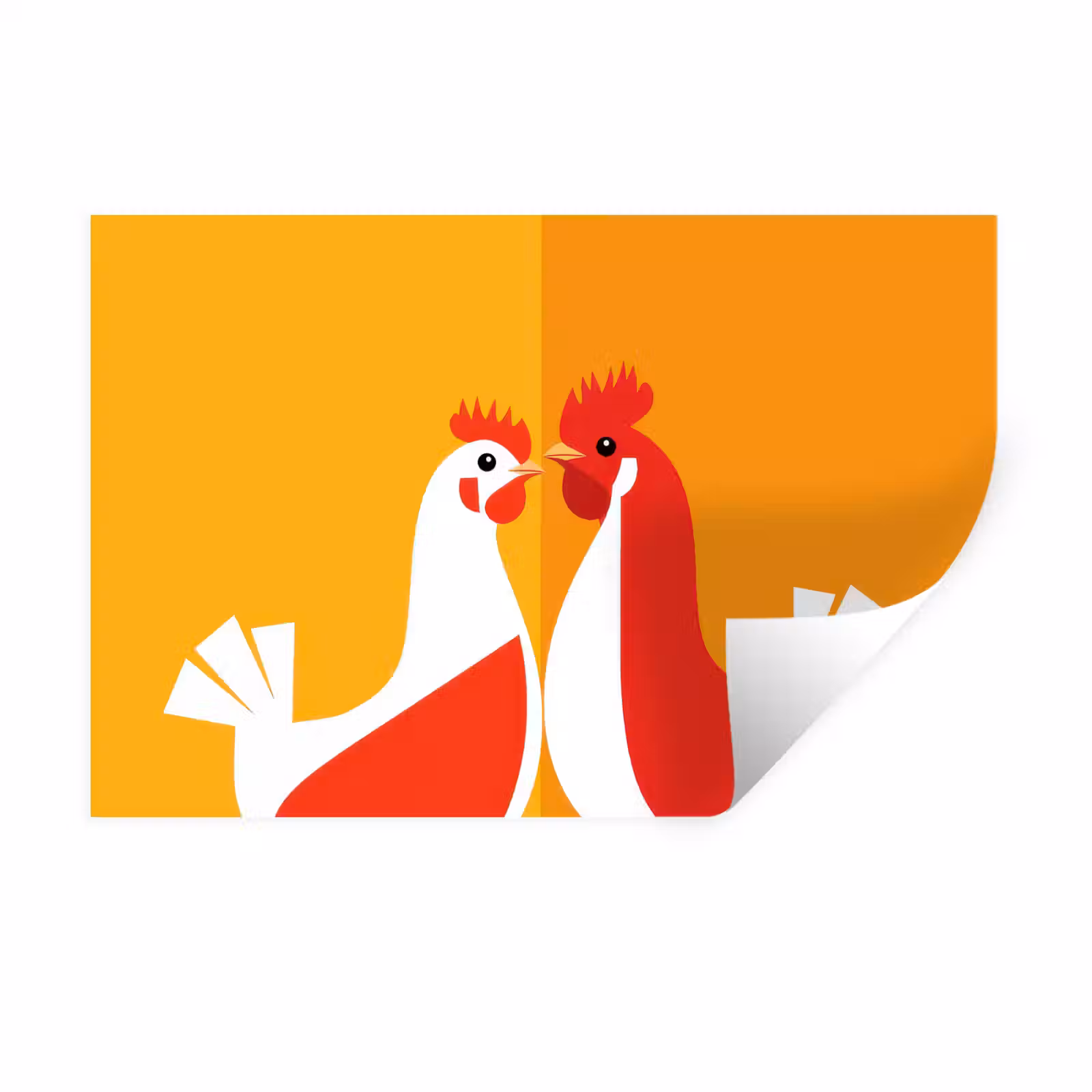 Muursticker - Kippen - Oranje - Vlakken — 1