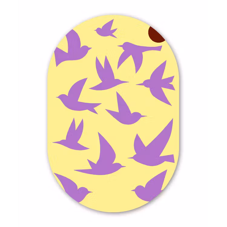 Muurovaal - Kunststof - Vogels - Cirkel - Geel - Beweging — 3