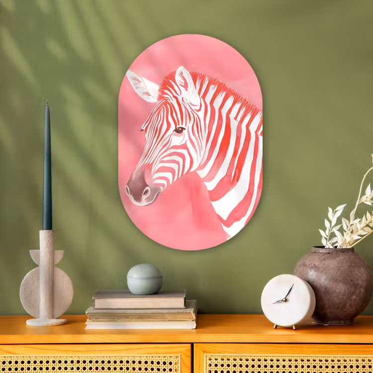 Muurovaal - Kunststof - Zebra - Pink - Verf — 2