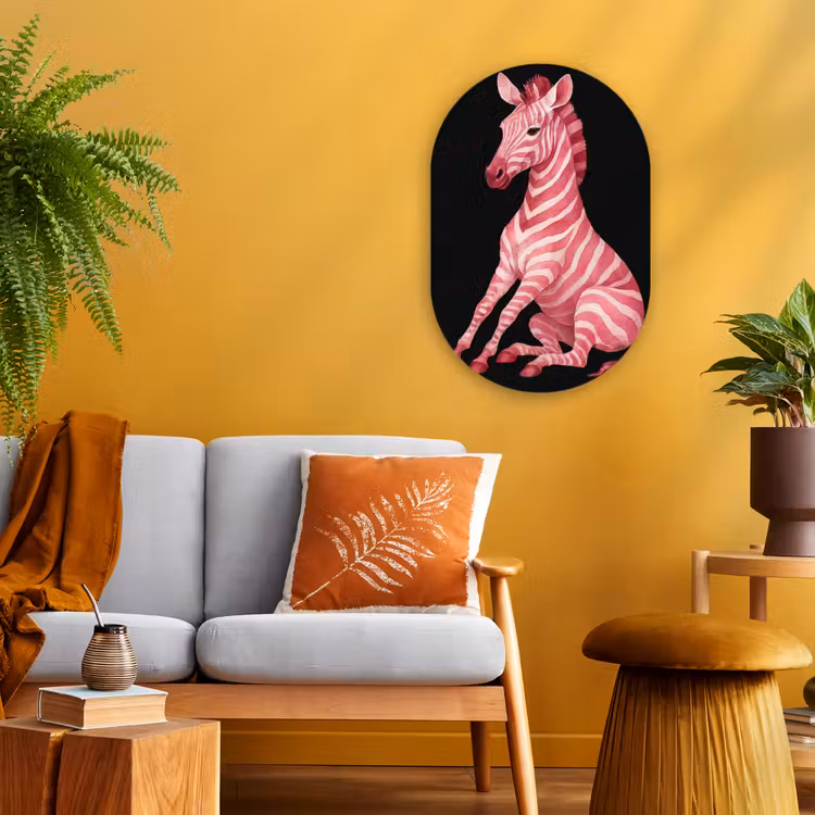 Muurovaal - Kunststof - Zebra - Roze - Gestreept — 1