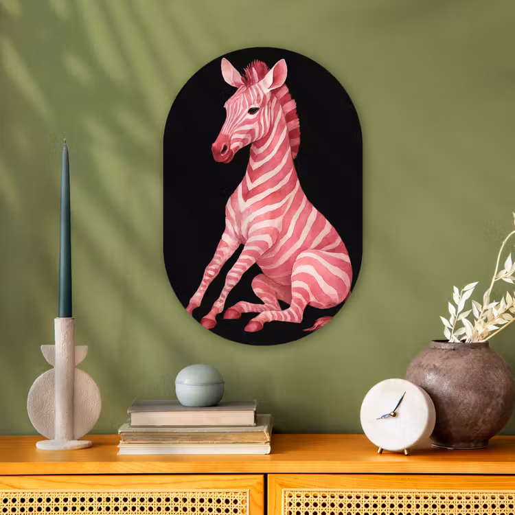 Muurovaal - Kunststof - Zebra - Roze - Gestreept — 2