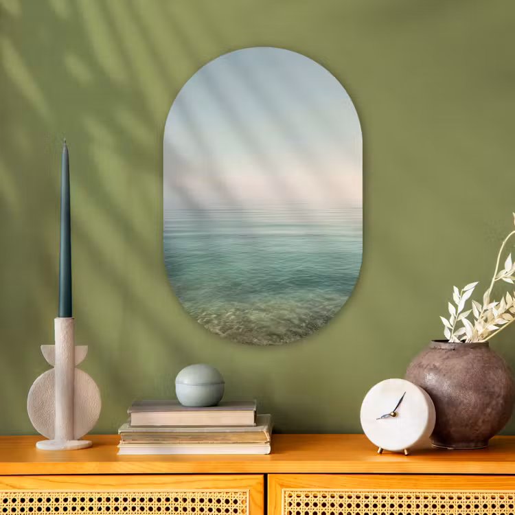Muurovaal - Kunststof - Zee - Horizon - Blauw - Mist — 2