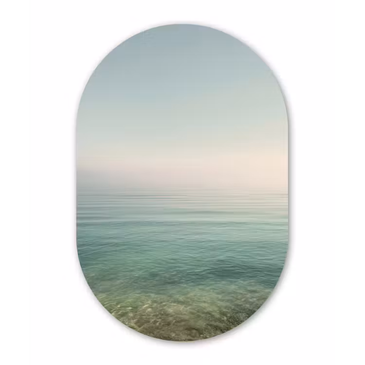 Muurovaal - Kunststof - Zee - Horizon - Blauw - Mist — 3