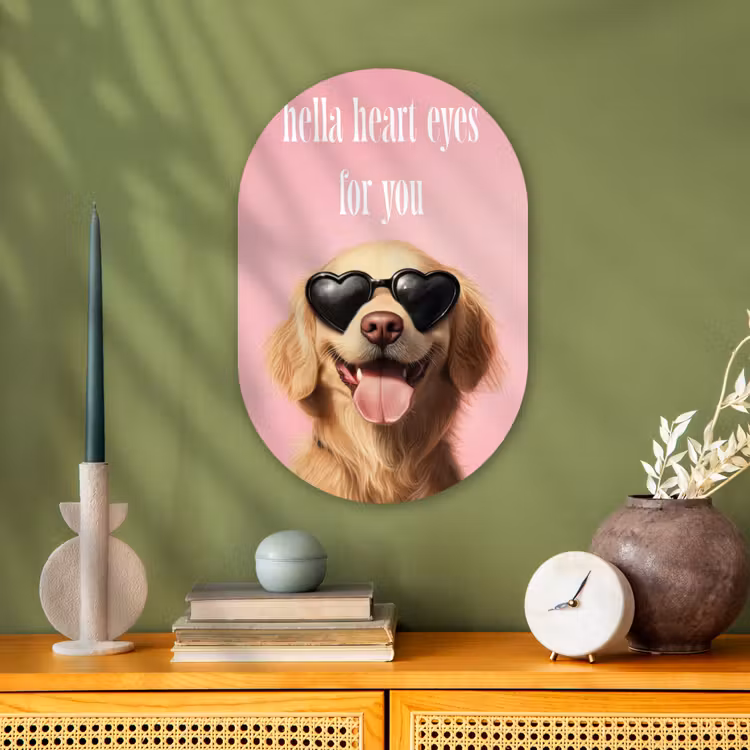 Muurovaal - Kunststof - Zonnebril - Hartjes - Hond - Valentijn — 1