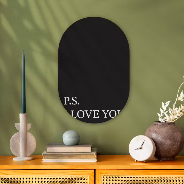 Muurovaal - Kunststof - Zwart - Minimalistisch - Valentijn — 2