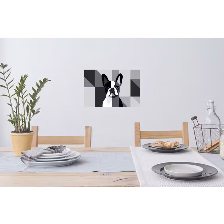 Muursticker - Buldog - Zwart - Abstract - Vlakken — 3