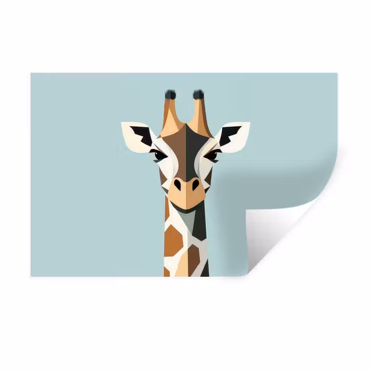 Muursticker - Giraffe - Illustratie - Bruin - Minimalistisch — 1