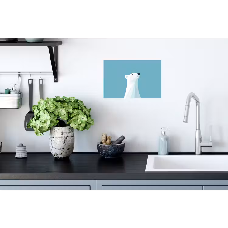 Muursticker - Ijsbeer - Lichtblauw - Minimalistisch — 2