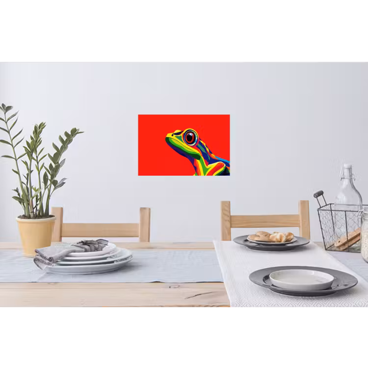 Muursticker - Kikker - Kleurrijk - Strepen - Ogen — 3