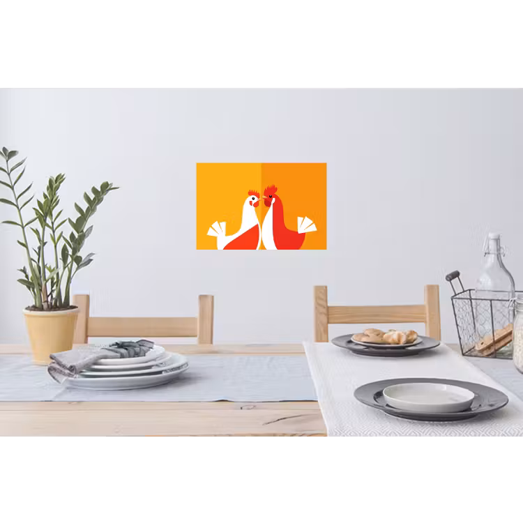Muursticker - Kippen - Oranje - Vlakken — 3