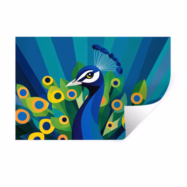 Muursticker - Pauw - Cirkels - Blauw — 1