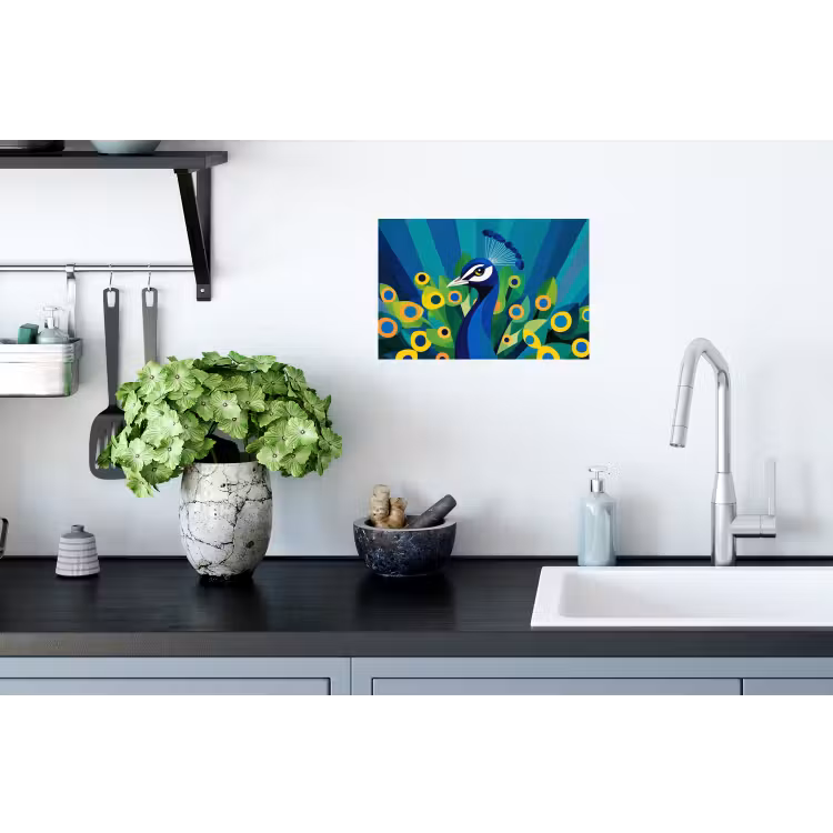 Muursticker - Pauw - Cirkels - Blauw — 2