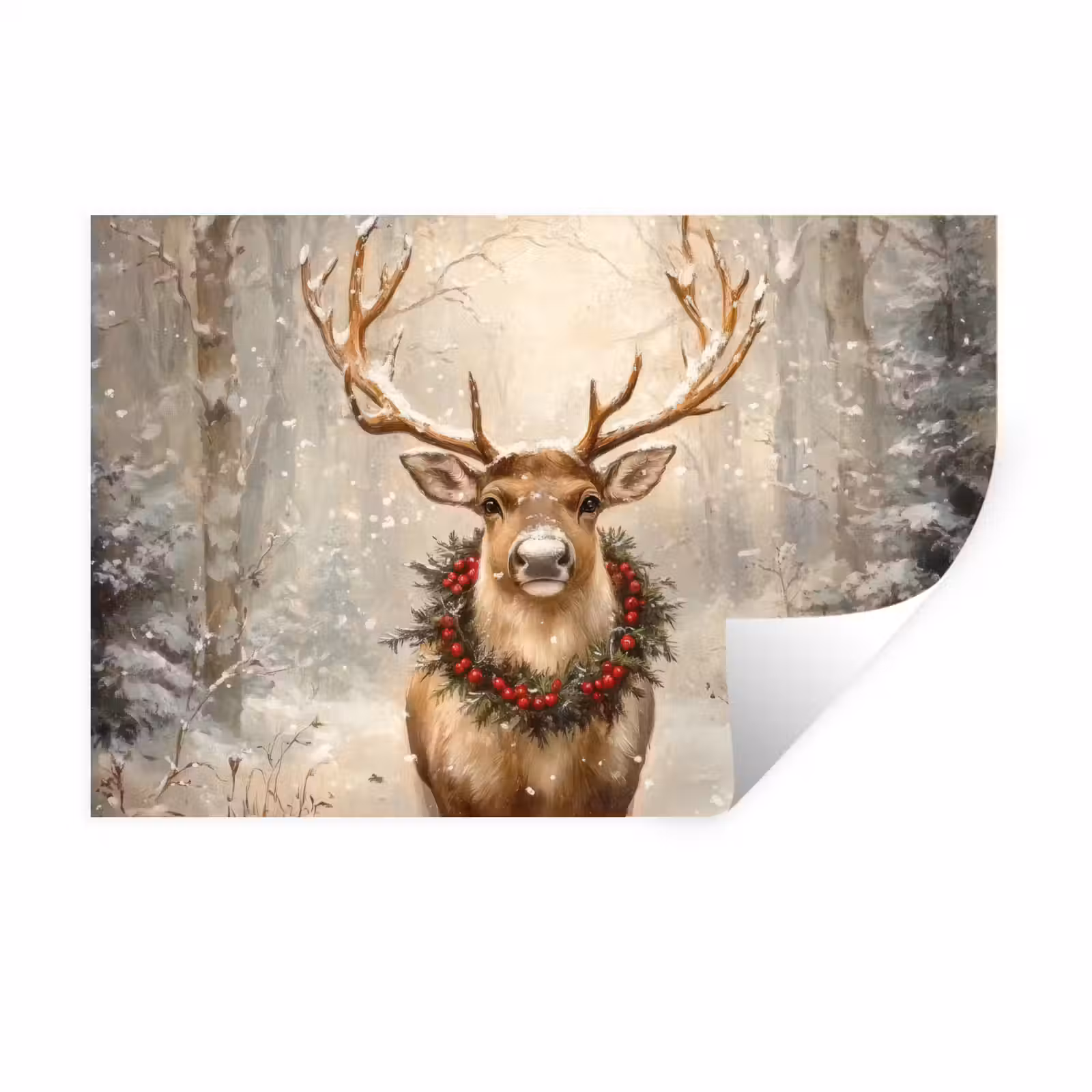Muursticker - Kerst - Rendier - Winter - Krans — 1