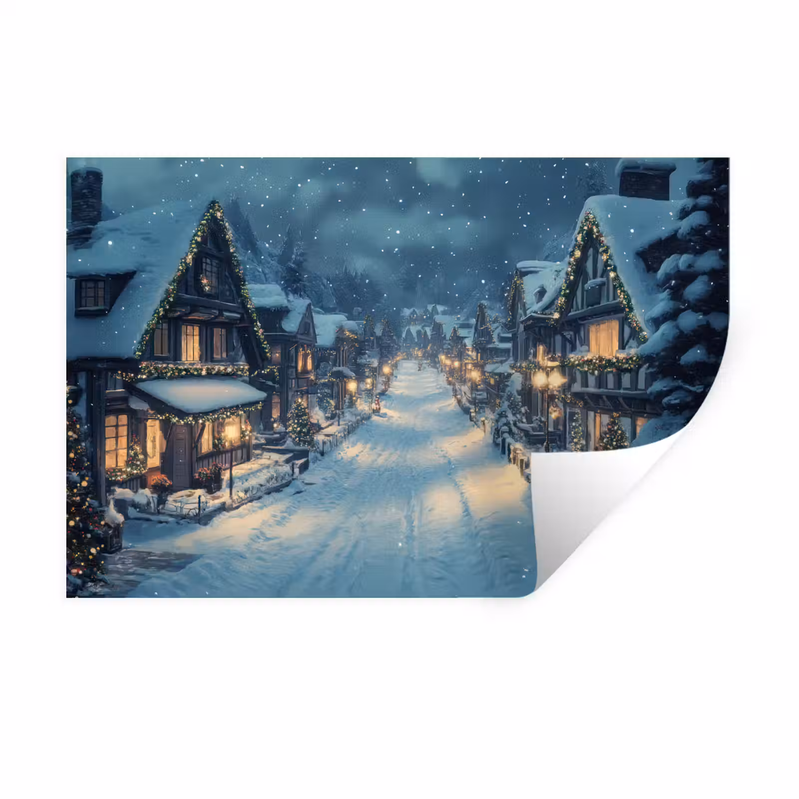 Muursticker - Kerstdorp - Kerst - Sneeuw - Winter — 1