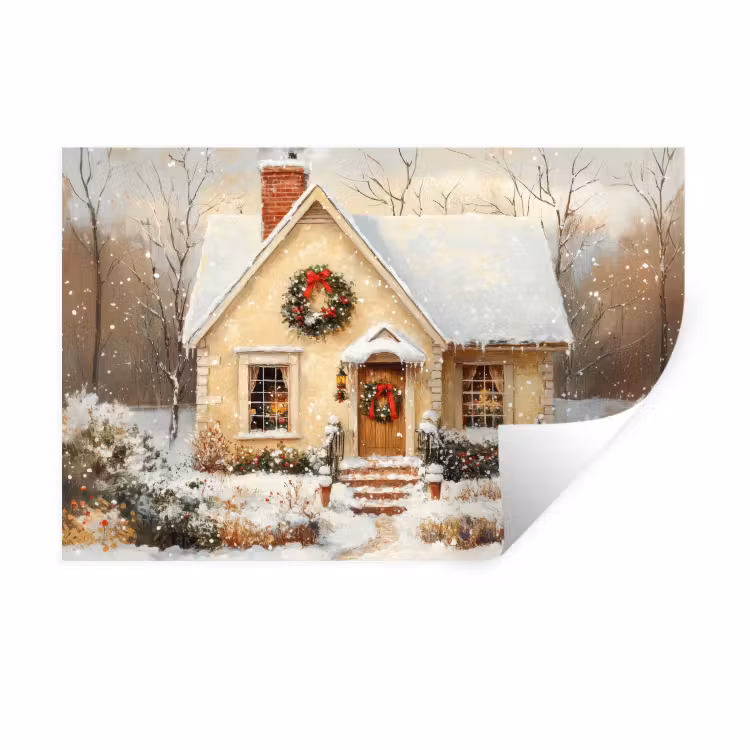 Muursticker - Kerst - Huis - Winter - Sneeuw — 1