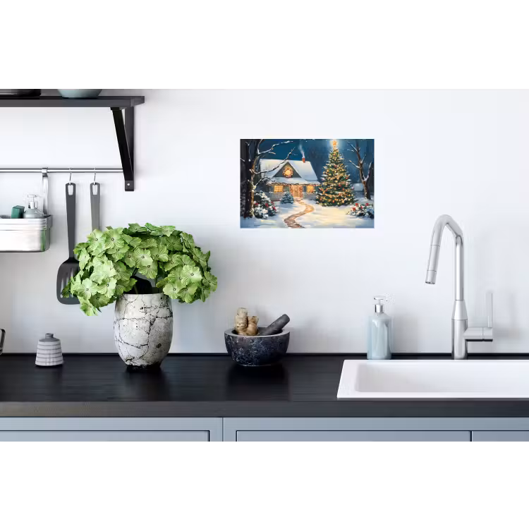 Muursticker - Kerst - Kerstboom - Winter - Huis - Sneeuw — 2