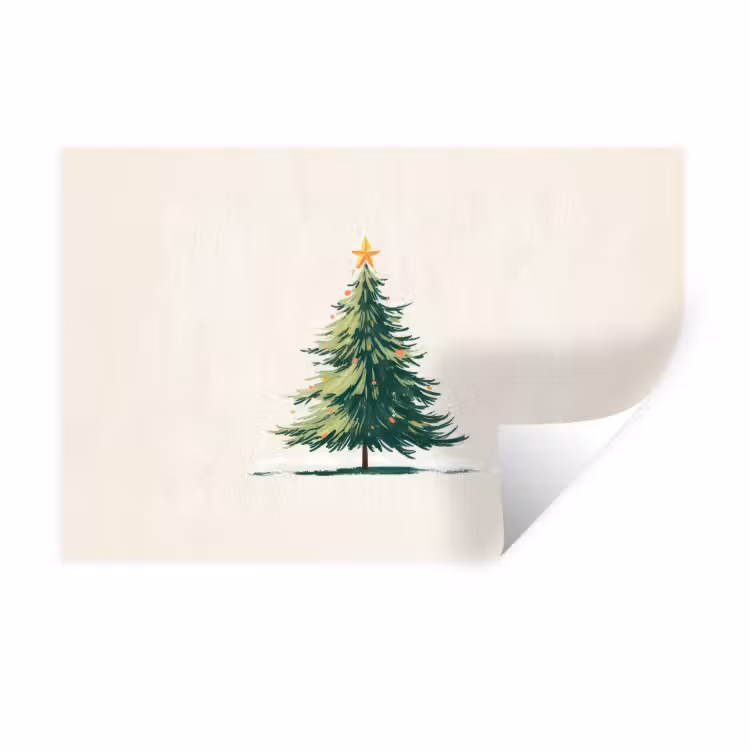 Muursticker - Kerstboom - Illustratie - Ster - Sneeuw — 1