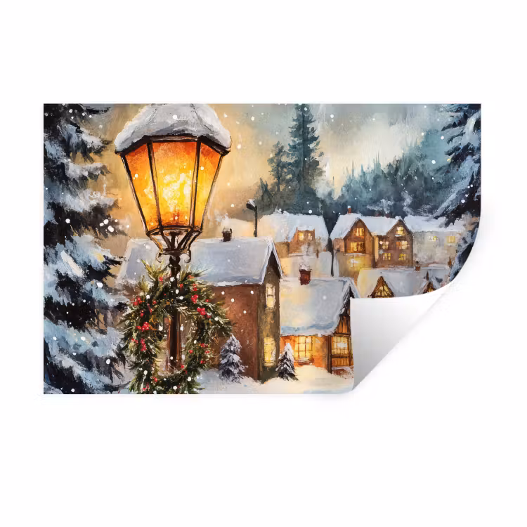 Muursticker - Kerstdorp - Huizen - Sneeuw - Kerst — 1